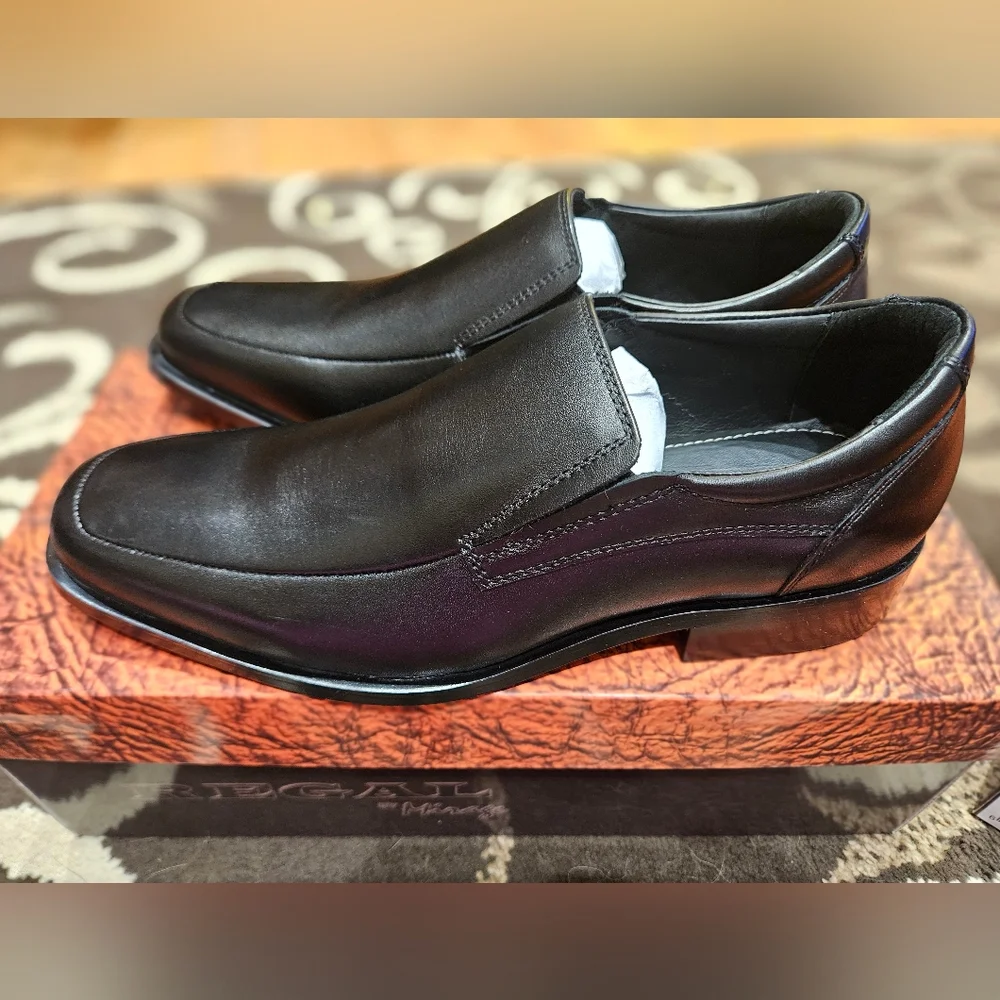 Black Men's Regal By Mirage Bradford Slip-On Leather Dress Shoes, Size 8, New